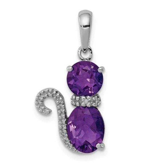 Citrine Garnet Blue Topaz peridot Amethyst Sterling Silver Cat Pendant Charm - Picture 6 of 9